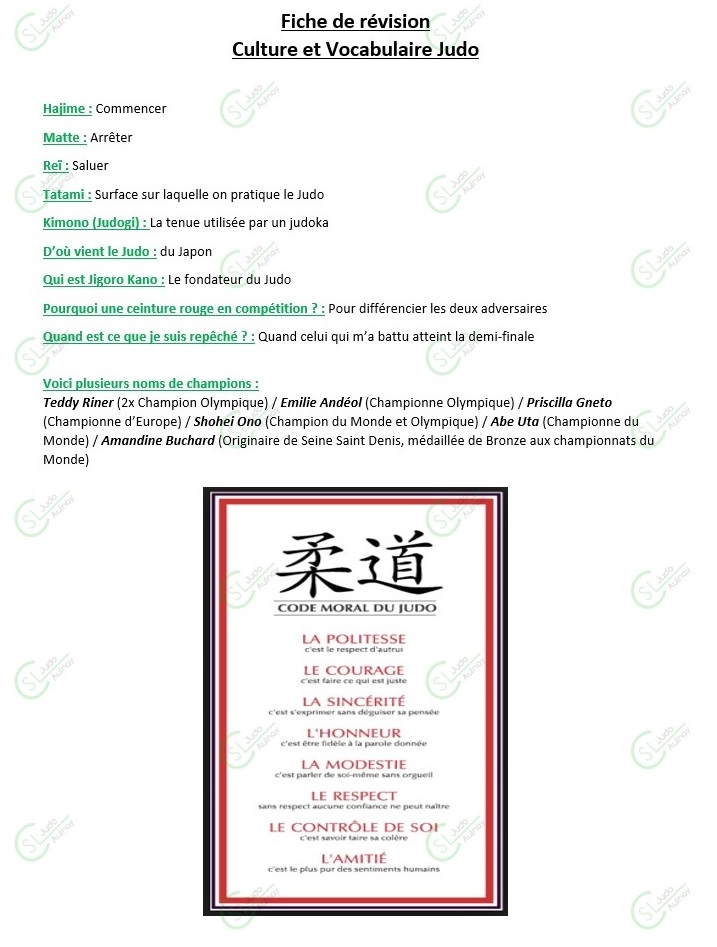 Révision Vocabulaire et Culture Judo
